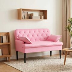 Love seat με κουμπιά Ροζ 111 x 68 x 80 εκ. Ύφασμα 42041807