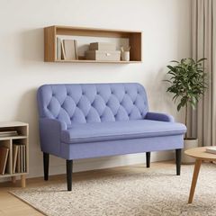 Love seat με κουμπιά Μπλε τζην 111 x 68 x 80 εκ. Ύφασμα 42041808