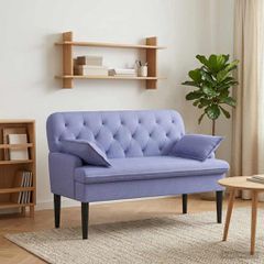 Love seat με κουμπιά Μπλε τζην 111 x 68 x 80 εκ. Ύφασμα 42041808