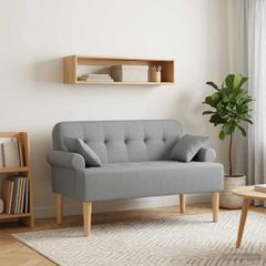 Love seat με κουμπιά Ανοιχτό γκρι 120 x 65 x 79 εκ Ύφασμα 42041809