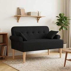 Love seat με κουμπιά Μαύρο 120 x 65 x 79 εκ Ύφασμα 42041811