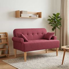 Love seat με κουμπιά Κόκκινο 120 x 65 x 79 εκ Ύφασμα 42041812