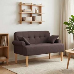 Love seat με κουμπιά Σκούρο Καφέ 120 x 65 x 79 εκ Ύφασμα 42041813
