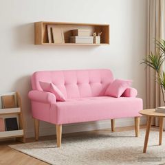 Love seat με κουμπιά Ροζ 120 x 65 x 79 εκ Ύφασμα 42041820