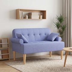 Love seat με κουμπιά Μπλε τζην 120 x 65 x 79 εκ Ύφασμα 42041821