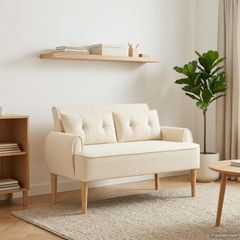 Love seat με κουμπιά Κρεμ 117 x 67 x 77 εκ. Μπουκλέ 42041823