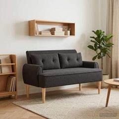 Love seat με κουμπιά Μαύρο 117 x 67 x 77 εκ. Μπουκλέ 42041826
