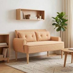 Love seat με κουμπιά Μπεζ 117 x 67 x 77 εκ. Μπουκλέ 42041827