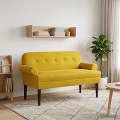 Love seat με κουμπιά Κίτρινο 120 x 66 x 78 εκ. Βελούδο 42041835