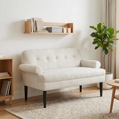Love seat με κουμπιά Κρεμ 120 x 66 x 78 εκ. Βελούδο 42041836