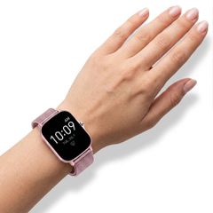 Smartwatch ροζ με παλμογράφο γυναικείο δώρο λουράκι-thumb-1
