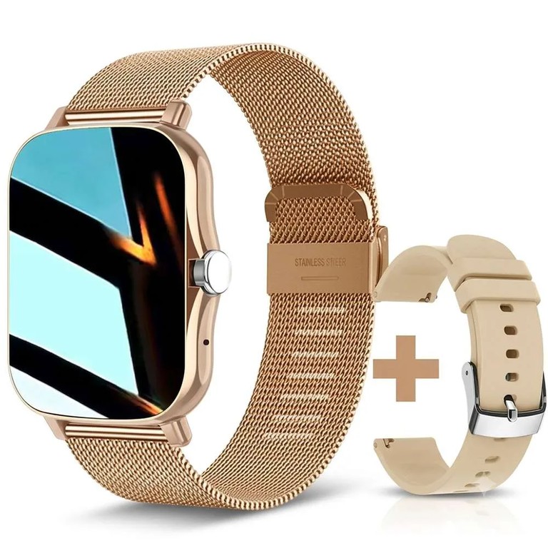 Smartwatch χρυσό με παλμογράφο γυναικείο δώρο λουράκι