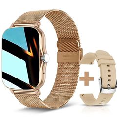 Smartwatch χρυσό με παλμογράφο γυναικείο δώρο λουράκι