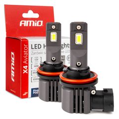 Amio - ΛΑΜΠΕΣ LED H8/H9/H11 12V 44W 6.500K 3.936lm X4 SERIES AVIATOR PLUG & PLAY - 2 ΤΕΜ. (03765/AM)
