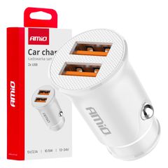 Amio - ΦΟΡΤΙΣΤΗΣ ΑΝΑΠΤΗΡΑ 12/24V ΜΕ 2 ΘΥΡΕΣ 2xUSB 10.5W 5V/2.1A ΛΕΥΚΟΣ - 1 Τεμ. (03872/AM)