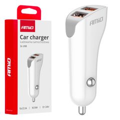 Amio - ΦΟΡΤΙΣΤΗΣ ΑΝΑΠΤΗΡΑ 12/24V ΜΕ 2 ΘΥΡΕΣ 2xUSB 10.5W 5V/2.1A ΛΕΥΚΟ - 1 Τεμ. (03874/AM)