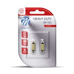 ΛΑΜΠΑΚΙΑ ΠΛΑΦΟΝΙΕΡΑΣ C5W 24V SV8,5 41mm 9xSMD5630 LED ΛΕΥΚΟ HEAVY DUTY BLISTER M-TECH - 2 ΤΕΜ.