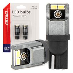 Amio - ΛΑΜΠΑΚΙΑ LED T10 W5W W10W 12/24V LED 4xSMD3020 CAN-BUS ΛΕΥΚΟ - 2 ΤΕΜ. (03717/AM)