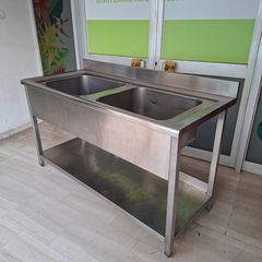 Λάντζα ανοιχτή, 160*60*90/100 εκ με 2 γούρνες, 60*50*30 εκ. Ποιότητα & Tιμή Stockinox-thumb-1