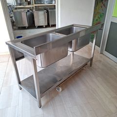 Λάντζα ανοιχτή, 160*60*90/100 εκ με 2 γούρνες, 60*50*30 εκ. Ποιότητα & Tιμή Stockinox-thumb-8
