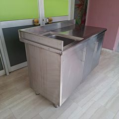 Λάντζα κλειστή 140*70*90/100 εκ, με 1 γούρνα, πάσο Δεξιά και αποθήκη με ρυθμιζόμενο ράφι. Ποιότητα & Τιμή Stockinox-thumb-7
