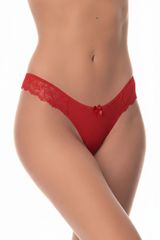 G-string Ύφασμα Γυαλιστερό & Δαντέλα Κόκκινο