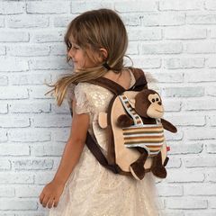 Max Monkey reversible backpack with plush toy 25cm-thumb-1