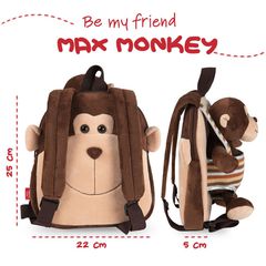 Max Monkey reversible backpack with plush toy 25cm-thumb-4