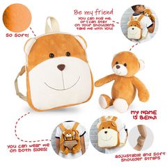 Benji Bear reversible backpack with plush toy 25cm-thumb-3