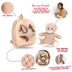 Milly Bear backpack with plush toy 26cm-thumb-2