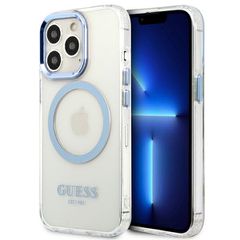 Case Guess Metal Outline MagSafe na iPhone 13 Pro / iPhone 13 - Blue