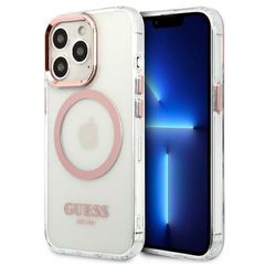 Case Guess Metal Outline MagSafe na iPhone 13 Pro / iPhone 13 - Pink