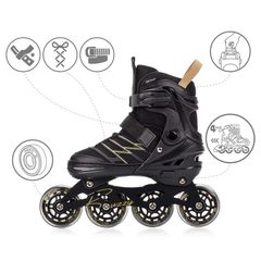 Πατίνια Meteor L 38-43 Buzzy Roller Skates Black/Gold-thumb-8