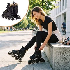 Πατίνια Meteor L 38-43 Buzzy Roller Skates Black/Gold-thumb-10