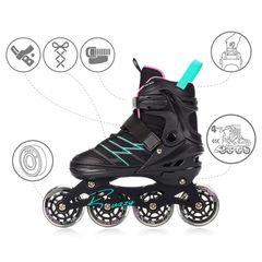 Πατίνια Meteor M 34-38 Buzzy Roller Skates Black/Pink/Mint-thumb-8