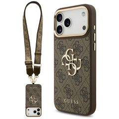 Guess 4G Big 4G Classic Logo Big Strap Metal Buttons Case for iPhone 17 Pro Max - Brown