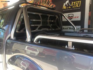 Roll Bar inox 2 σκελών με επίπεδη σχάρα προστασίας τζαμιού Navara D40