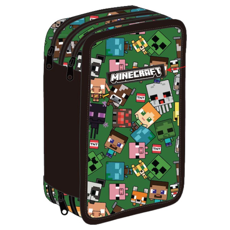 Minecraft Face triple pencil case