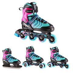 NH18192A 4in1 BLACK-PURPLE SIZE M(34-38) ROLLER SKATES WITH HOCKEY SLEEVE NILS EXTREME-thumb-1