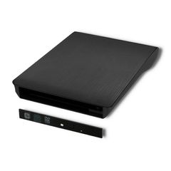 Qoltec 51865 External USB 3.0 9.5mm SATA Optical Drive Case, built-in cable - Black