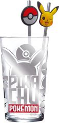 POKEMON - Pikachu - Set of Premium XXL Glass 16oz + Twin Metal Straw