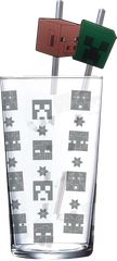 MINECRAFT - Set of Premium XXL Glass 16oz + Twin Metal Straw