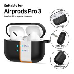 Tech-Protect Silicone Hook Case for AirPods Pro 3 - Black-thumb-3