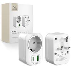 Tech-Protect TA100 UK Adapter - White-thumb-0