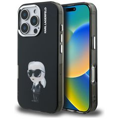 Karl Lagerfeld IML Aquarelle Karl & Logo MagSafe Case for iPhone 16 Pro - Black