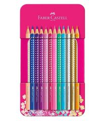 Faber-Castell - Sparkle colour pencil,12 pc in tin box (201737) / Toys