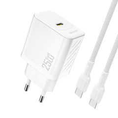 Dudao A27CEU PD 25W GaN USB-C Wall Charger with USB-C Cable - White