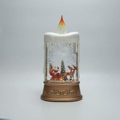 ΕΠΙΤΡΑΠΕΖΙΟ ΔΙΑΚΟΣΜΗΤΙΚΟ ΣΕ ΣΧΗΜΑ ΚΕΡΙΟΥ, ΜΕ ΑΓΙΟ ΒΑΣΙΛΗ ΚΑΙ ΕΛΚΥΘΡΟ, ΜΕ ΝΕΡΟ ΣΤΟ ΕΣΩΤΕΡΙΚΟ, ΦΩΤΙΖΟΜΕΝΟ, ΜΠΑΤΑΡΙΑΣ, TIMER, 15.5x9.5x30cm