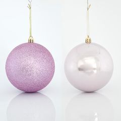 ΜΠΑΛΑ ΠΛΑΣΤΙΚΗ, ΡΟΖ, ΣΕΤ 6ΤΜΧ, (2 ΠΕΡΛΕ, 4 GLITTER), 10cm