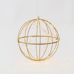 ΦΩΤΙΖΟΜΕΝΗ ΜΕΤΑΛΛΙΚΗ ΜΠΑΛΑ 30cm, 120 MINI LED, ΜΕΤΑΣΧΗΜΑΤΙΣΤΗ, ΧΡΥΣΟΣ ΜΕΤΑΛΛΙΚΟΣ ΣΚΕΛΕΤΟΣ, ΜΠΡΟΝΖΕ ΧΑΛΚΙΝΟ ΚΑΛΩΔΙΟ, ΘΕΡΜΟ ΛΕΥΚΟ LED, ΠΡΟΕΚΤΑΣΗ ΠΑΡΟΧΗΣ 5m, IP44